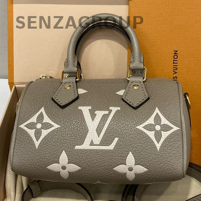 Louis Vuitton Nano Speedy Monogram Grey Gold Handbag Shoulder Bag Women