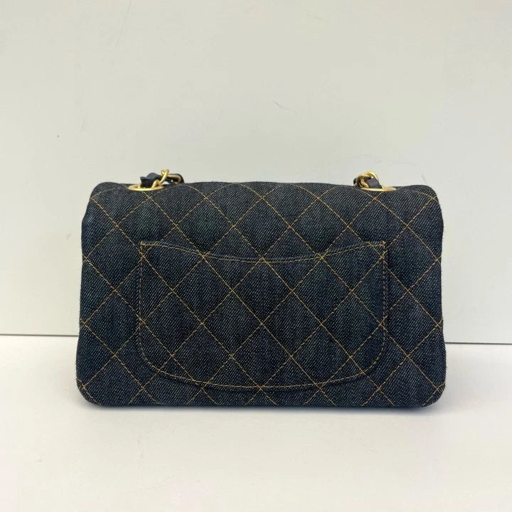 CHANEL Denim CF Large Mini Chain Shoulder Bag For Women