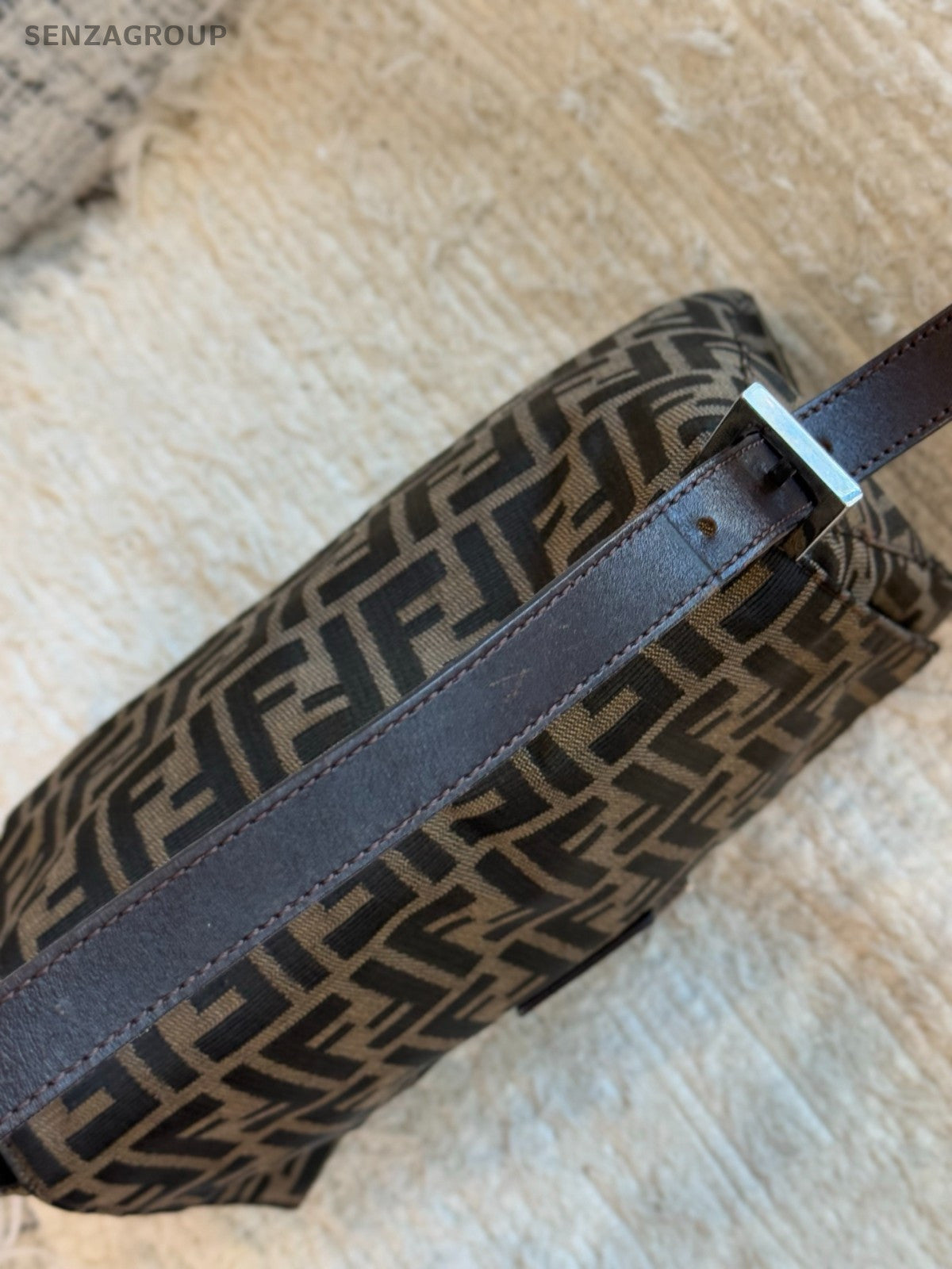 FENDI FF Vintage Monogram Shoulder bag Brown Classic Women