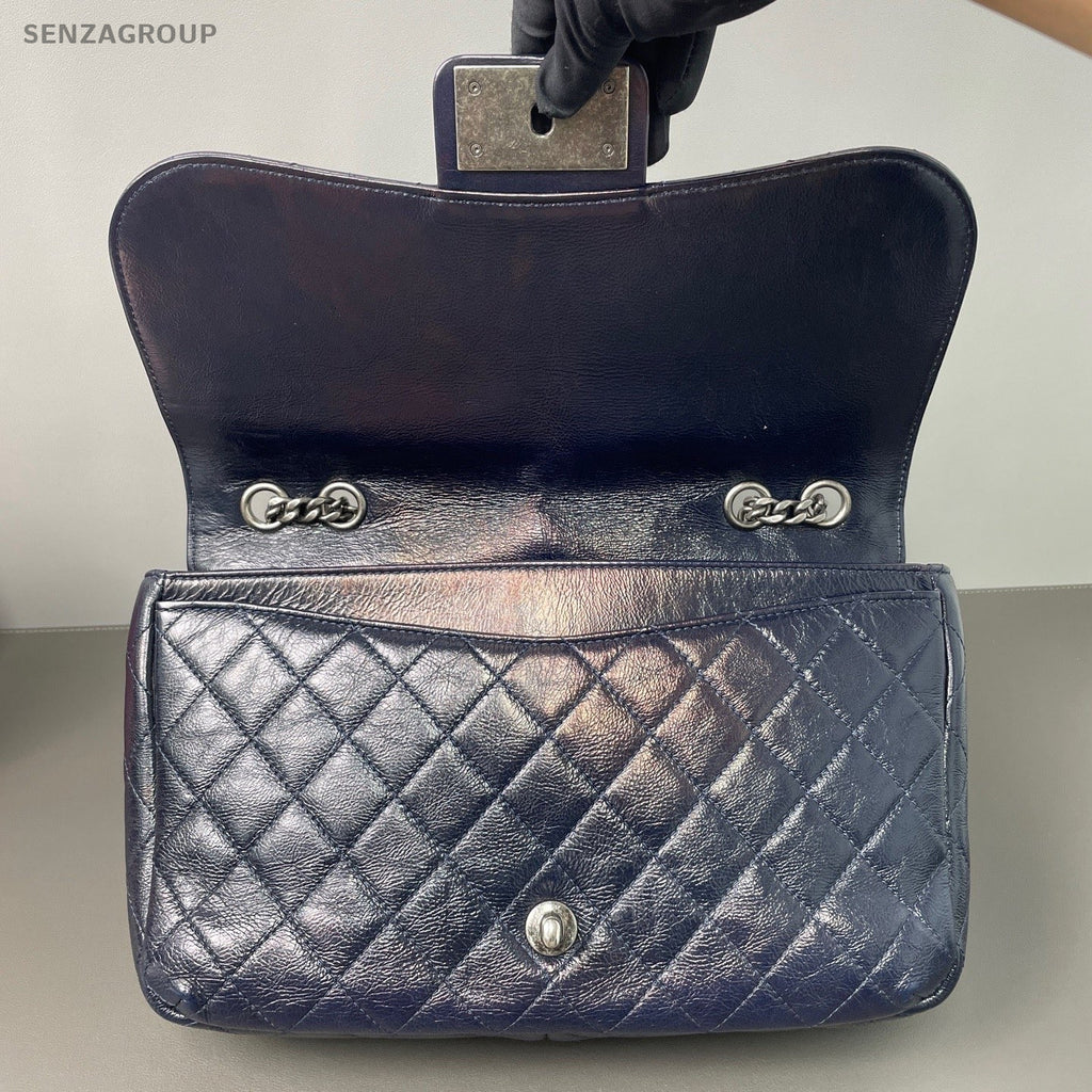 CHANEL Classic Flap Leboy Chain Shoulder bag Oil wax leather Deep Blue Women