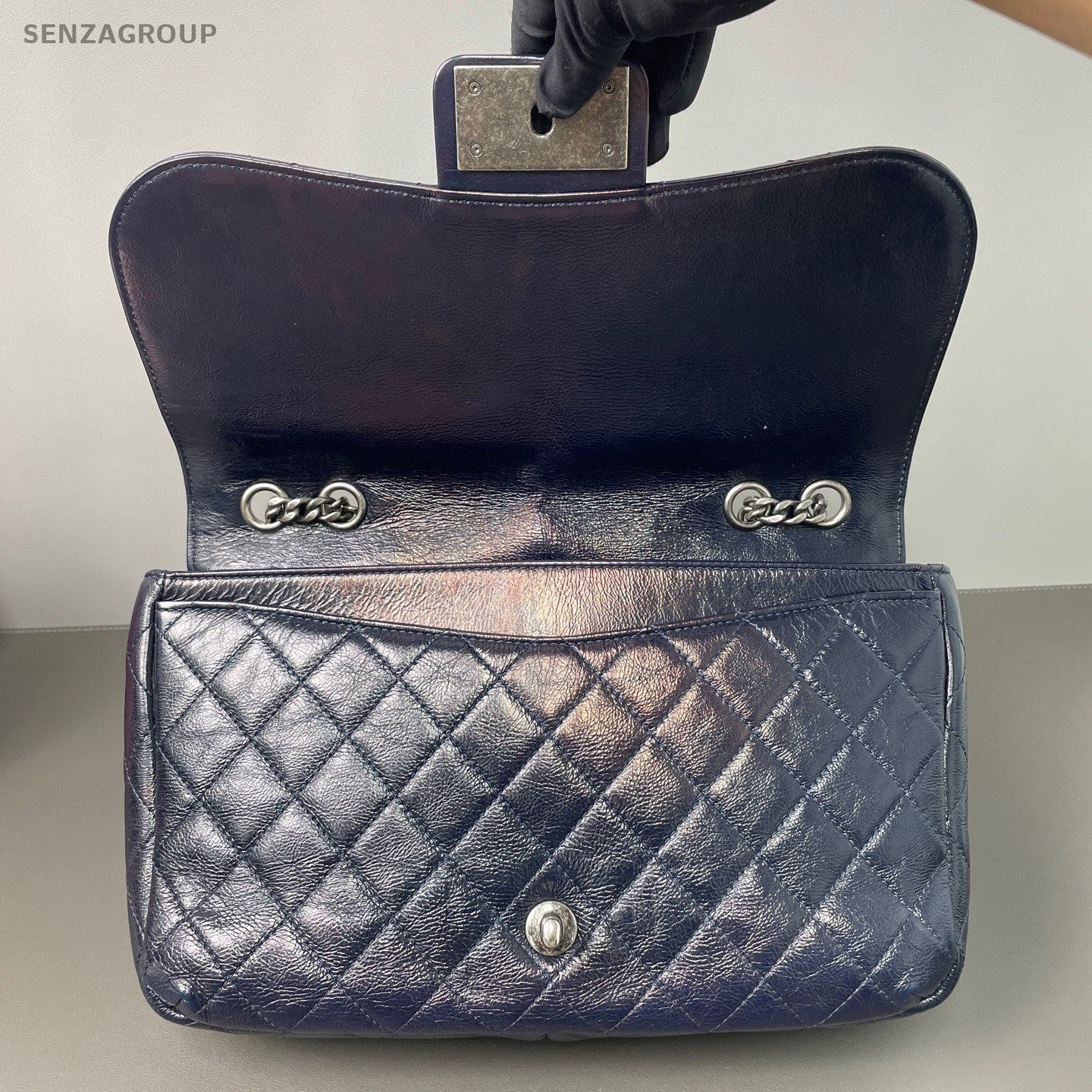 CHANEL Classic Flap Leboy Chain Shoulder bag Oil wax leather Deep Blue Women