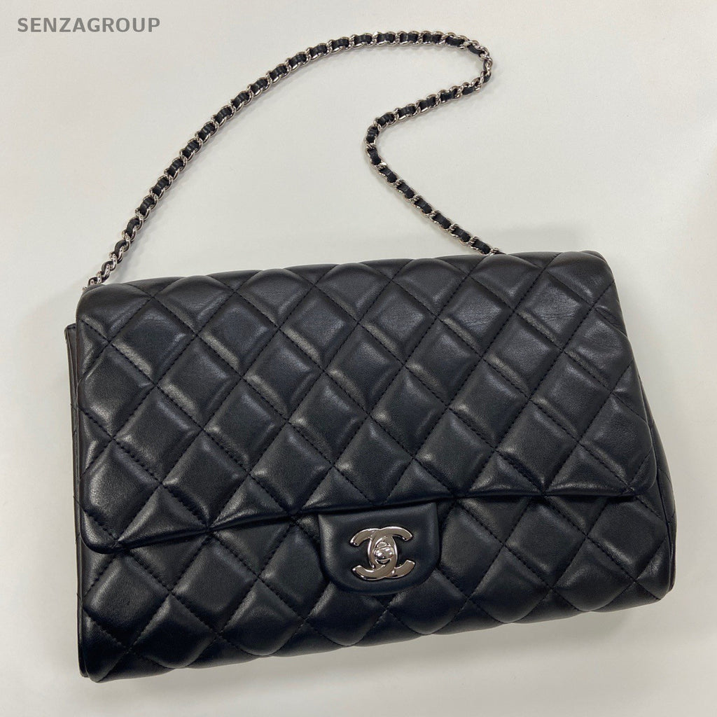 CHANEL Timeless Diamond pattern Vintage Chain Shoulder bag Black Silver Women