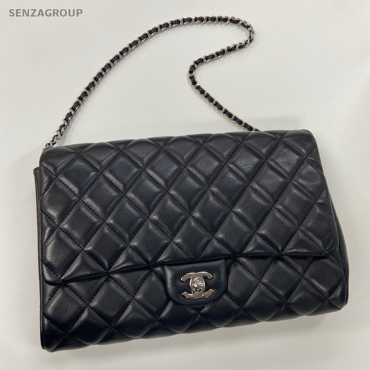 CHANEL Timeless Diamond pattern Vintage Chain Shoulder bag Black Silver Women
