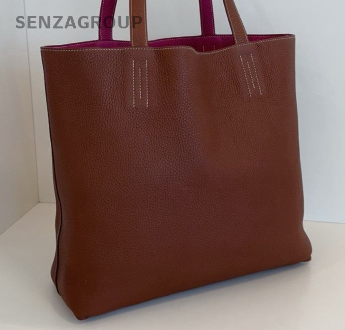 Hermes Double Sens35 Tote Shoulder Bag Brown Red Used Women Classic