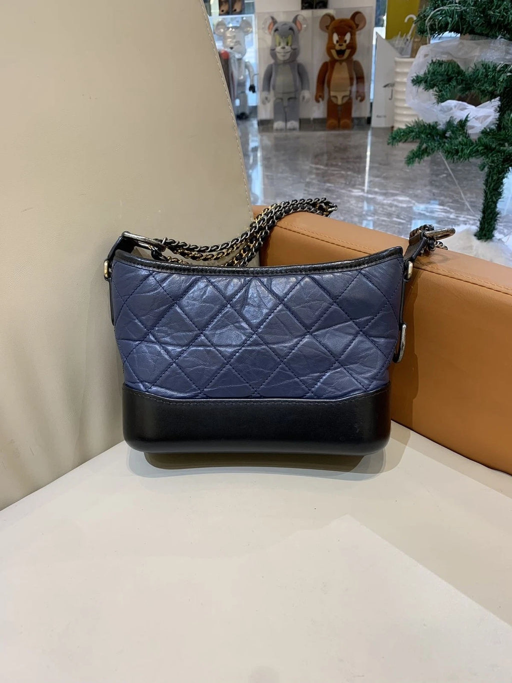 CHANEL Small Blue Black Colorblock Crossbody Shoulder Bag Women