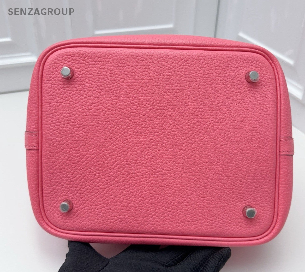 Hermes Picotin22 Top Handle Bag Shoulder Bag Pink Silver Women Classic Fashion