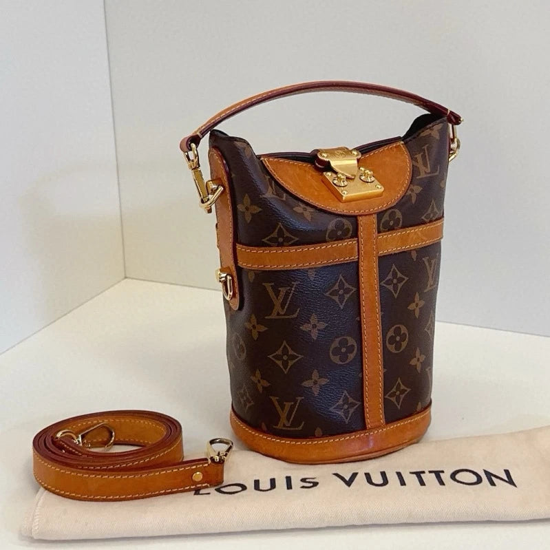 Louis Vuitton Duffle Bag Monogram Top Handle Shoulder Crossbody Brown Gold