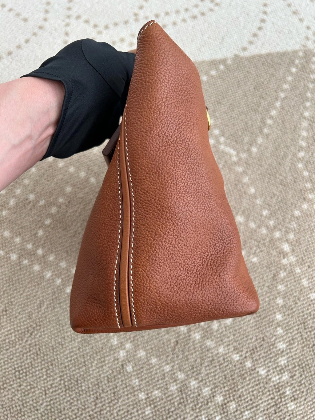 Hermes 2424 2Way Top Handle Shoulder Bag Brown Gold Women Classic Fashion