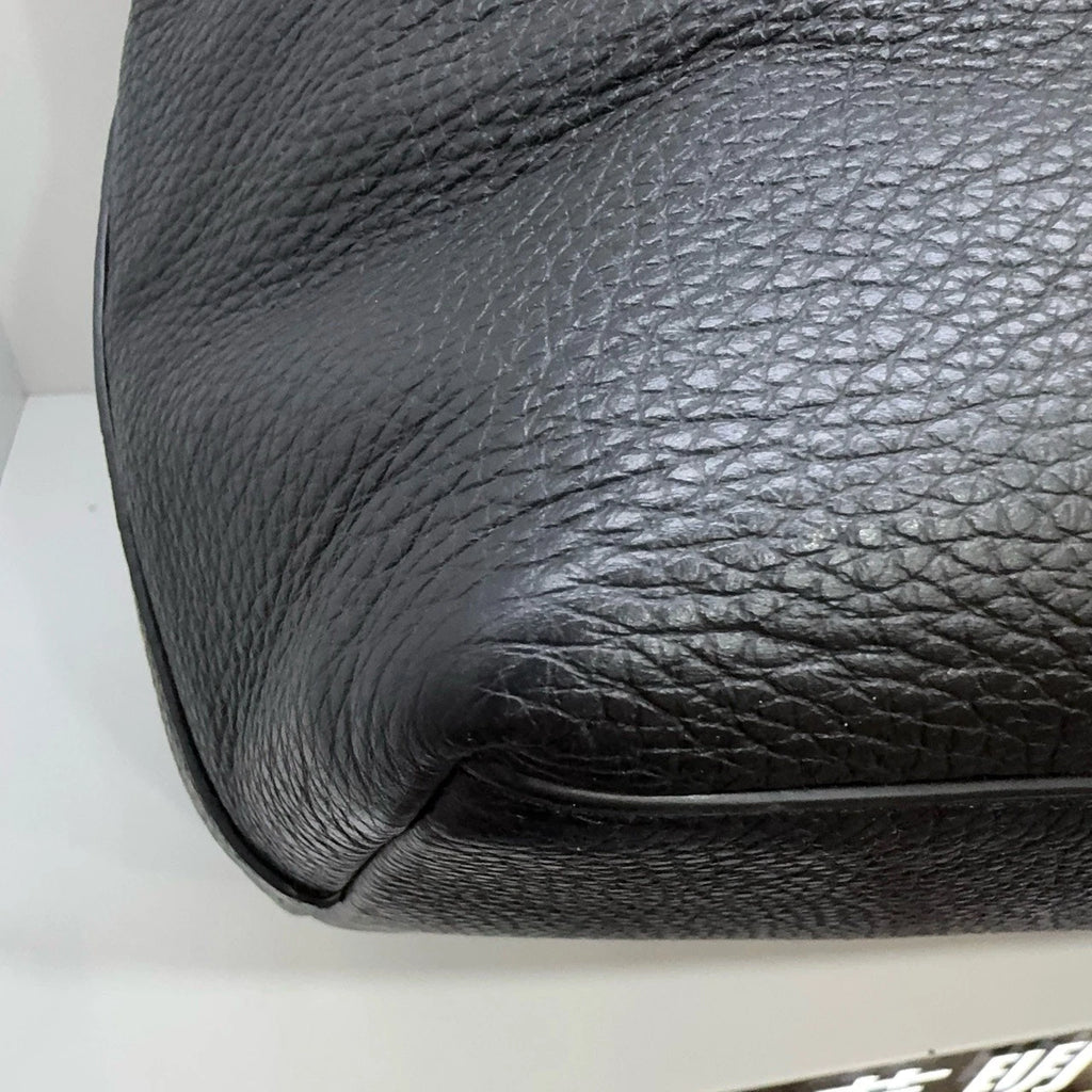 Coach Bear Print Pebbled Leather Tote Shoulder Handbag for Women Black
