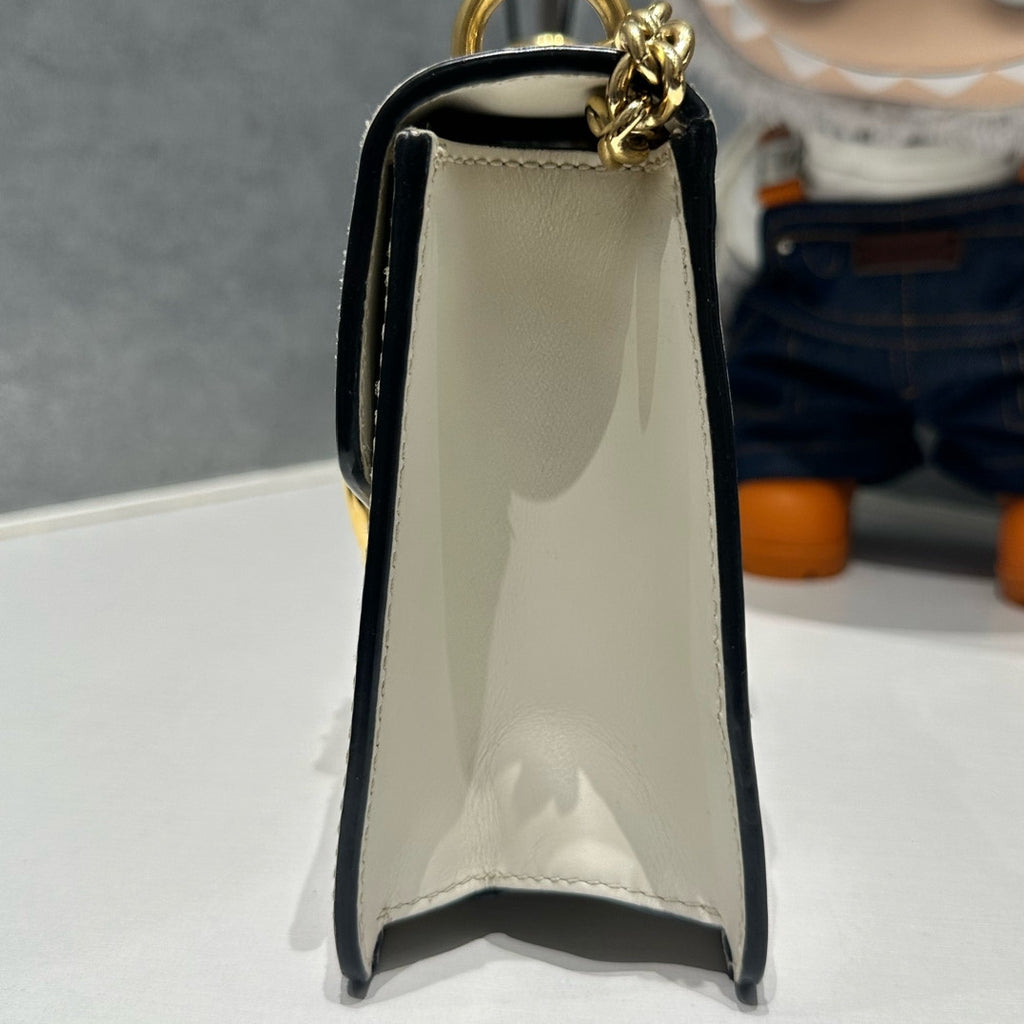 Gucci Sylvie Small Chain Shoulder Crossbody Bag White Gold Hardware