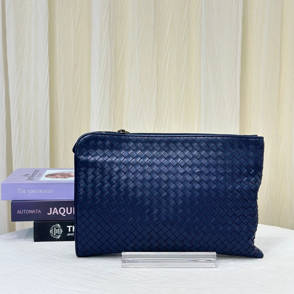 Bottega Veneta Navy Leather Clutch Briefcase For Women