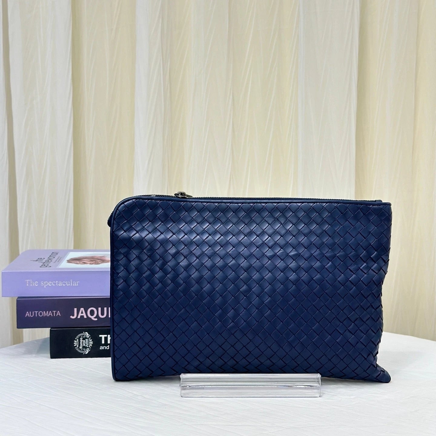 Bottega Veneta Navy Leather Clutch Briefcase For Women