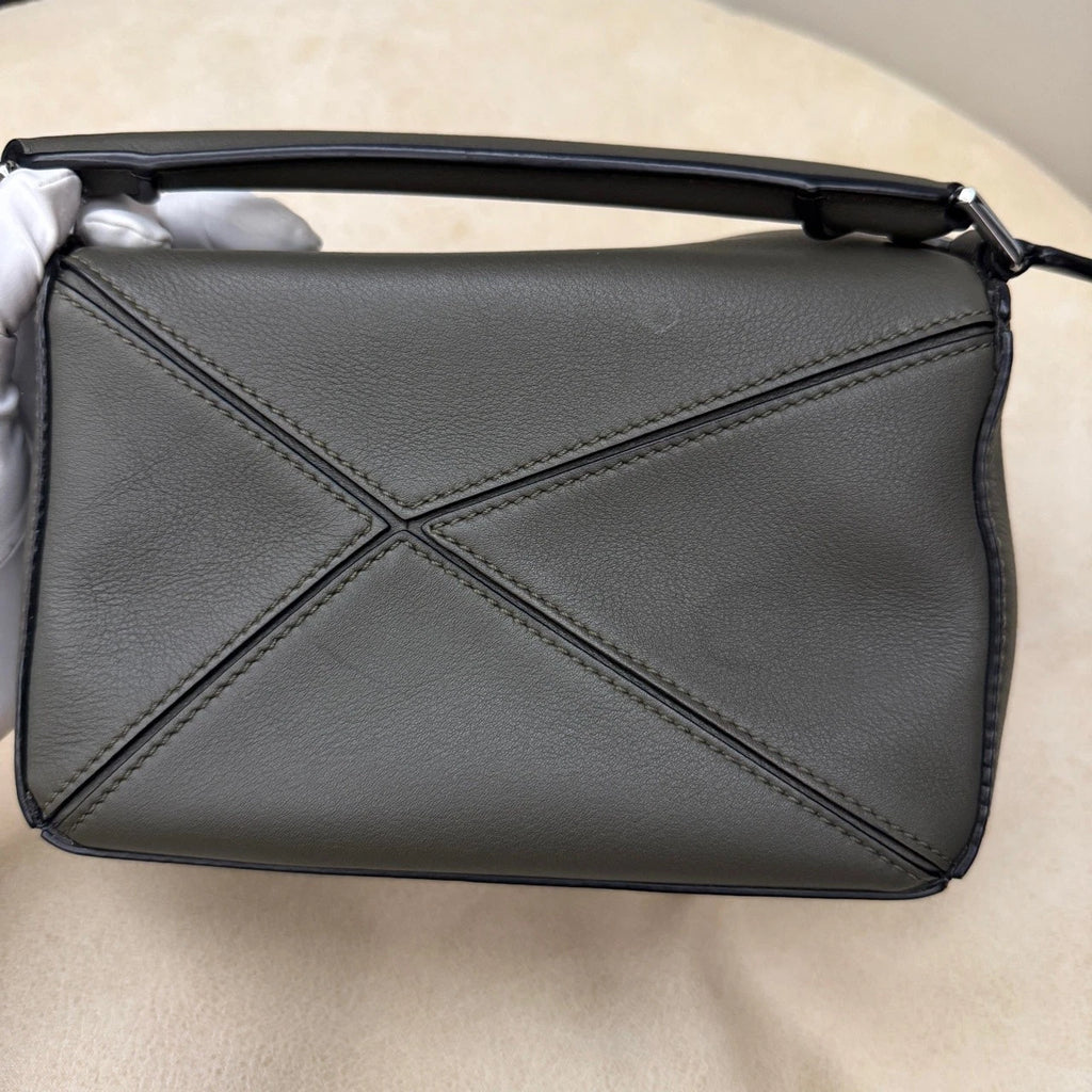 LOEWE Calfskin Puzzle Mini Green Crossbody Bag For Women