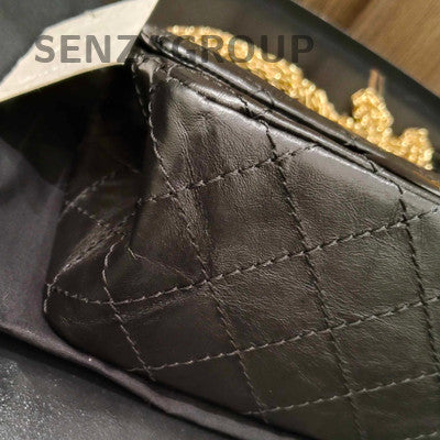 Chanel Mini Vintage Chain Shoulder Bag Black Gold Quilted Leather