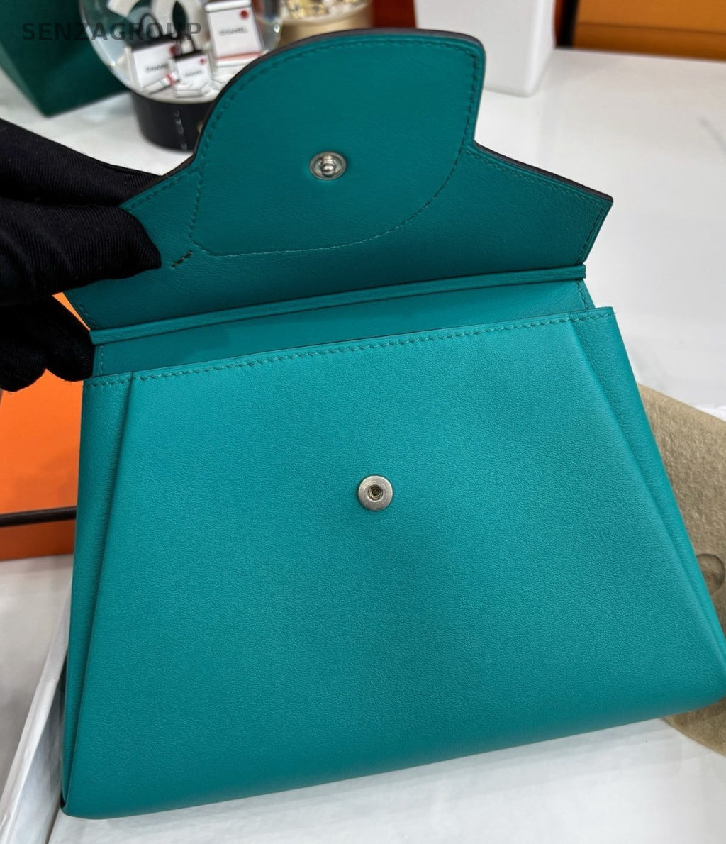 Hermès  Leather Clutch Handbag Green Lemon Yellow Women