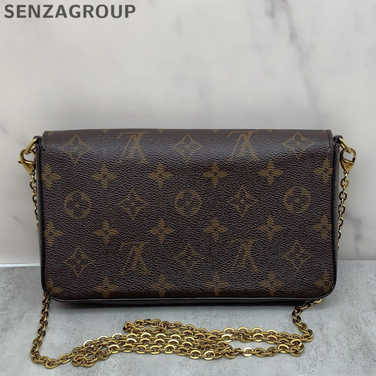 Louis Vuitton Monogram Canvas Trio Chain Shoulder Crossbody Bag Brown