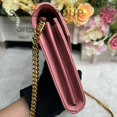 Saint Laurent Medium Envelope WOC Pink Gold Chain Crossbody Bag