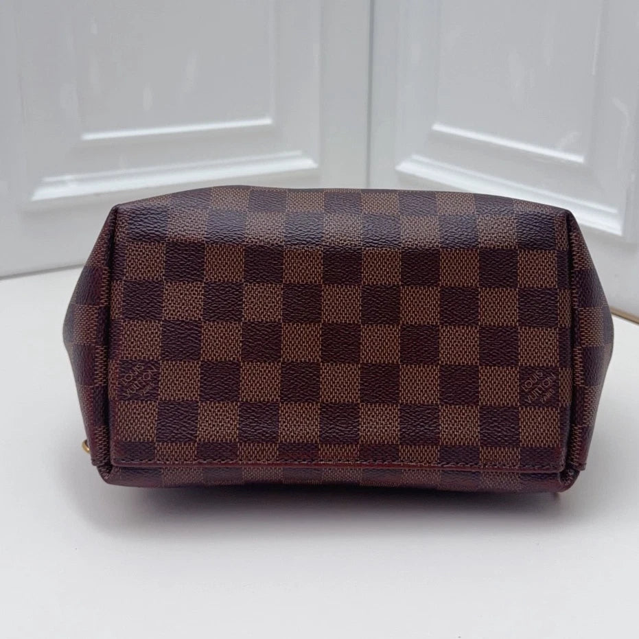 Louis Vuitton Clapton Damier Ebene Backpack Beige Brown Gold Women Classic