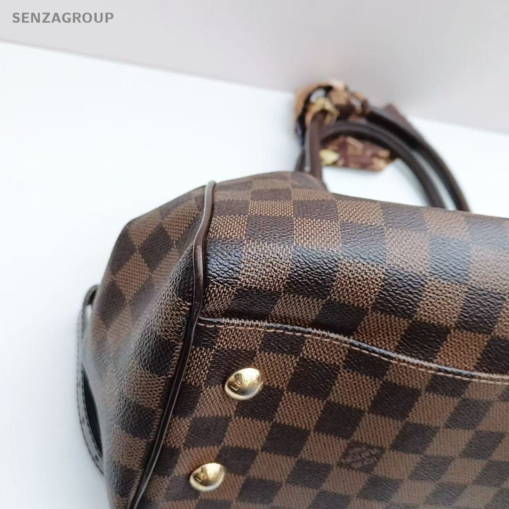 Louis Vuitton Trevi Damier Ebene Top Handle Shoulder Tote Brown Women Classic