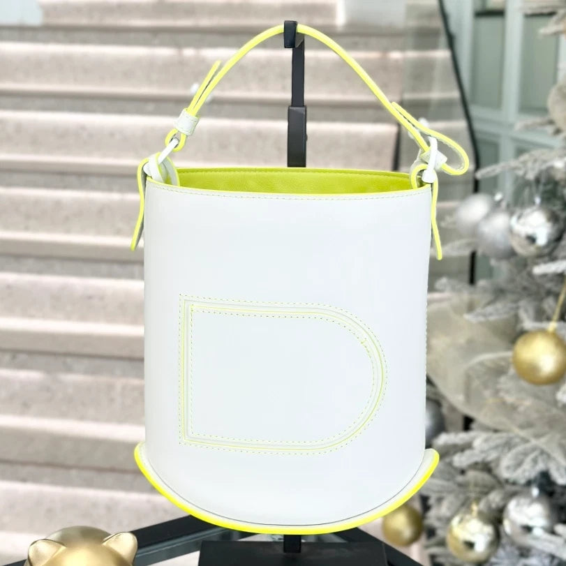 Delvaux Pin Bucket Mini Top Handle Shoulder Bag White Green Silver Women S