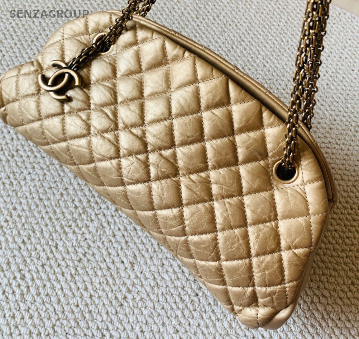 Chanel Diamond 3Ways Chain Shoulder Bag Crossbody Clutch Gold Used Women Classic