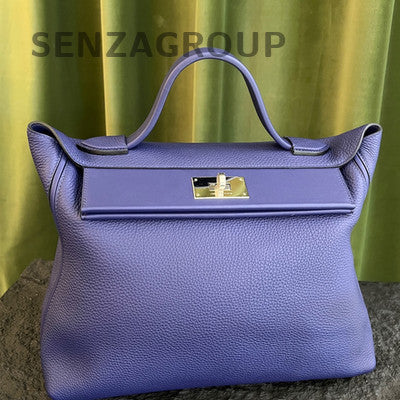 Hermès Blue Silver Large Togo Leather Handbag Women's Fashion Classic