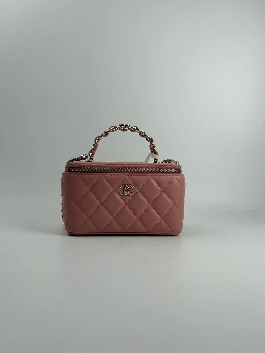 CHANEL Leather Pink Top Handle Long Box Bag For Women