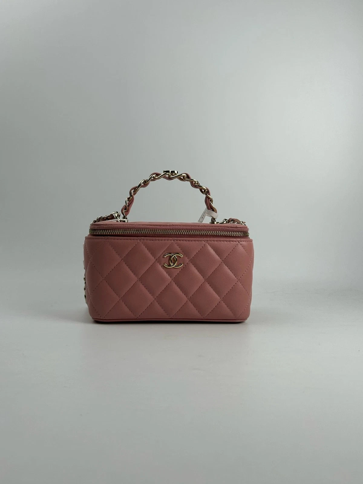CHANEL Leather Pink Top Handle Long Box Bag For Women