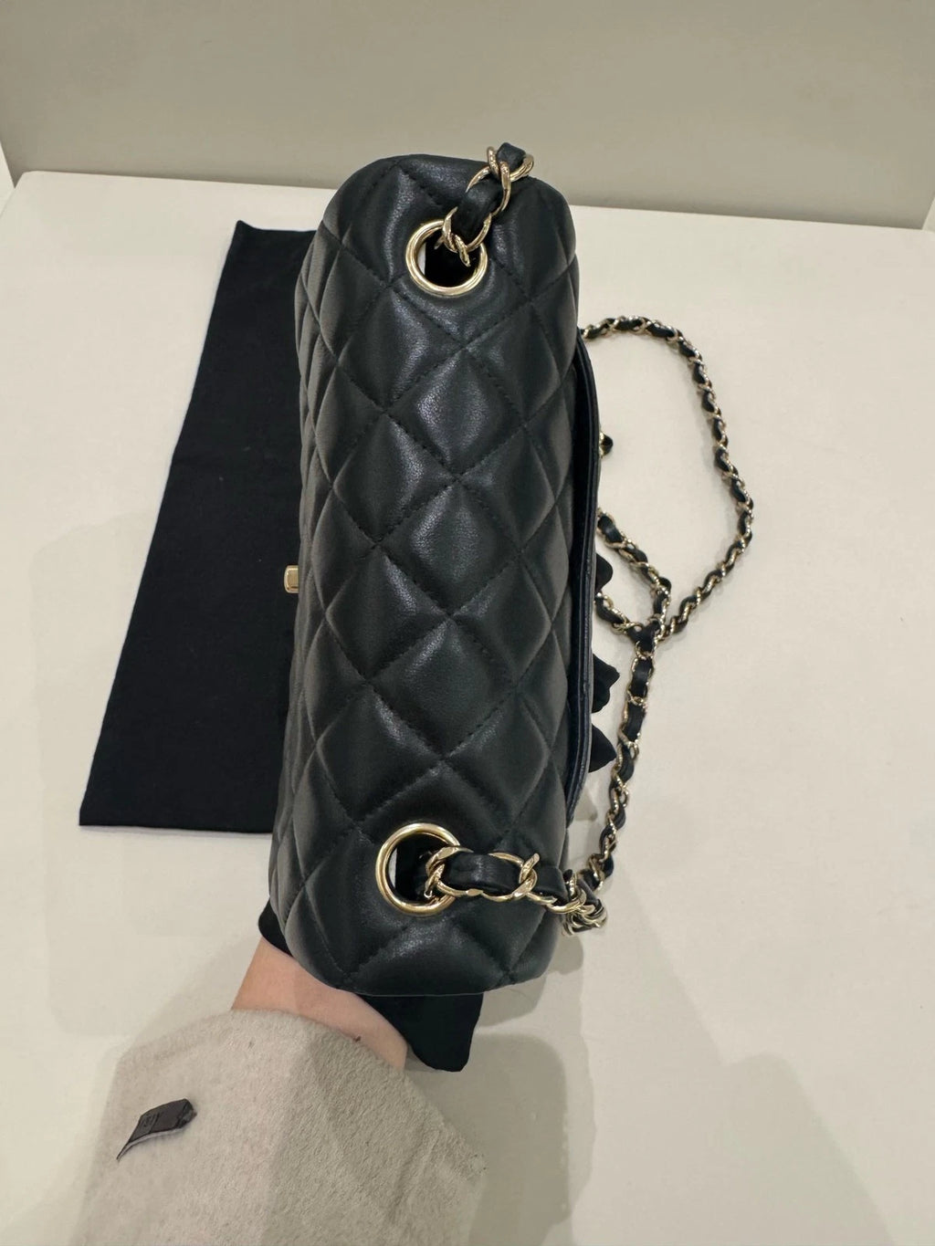 CHANEL Black Gold Classic Flap Mini Crossbody Bag For Women