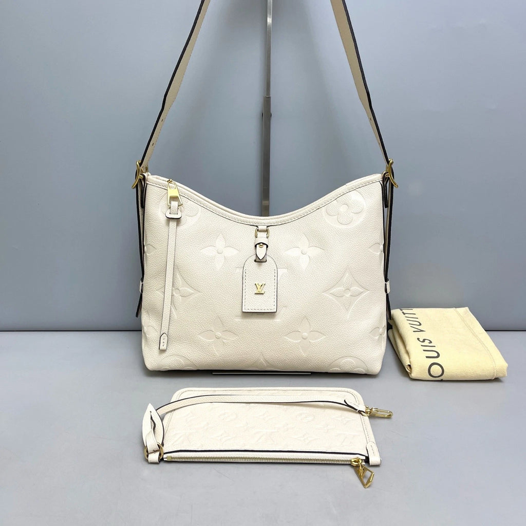 Louis Vuitton Carryall Gold Beige Shoulder Bag Crossbody Excellent