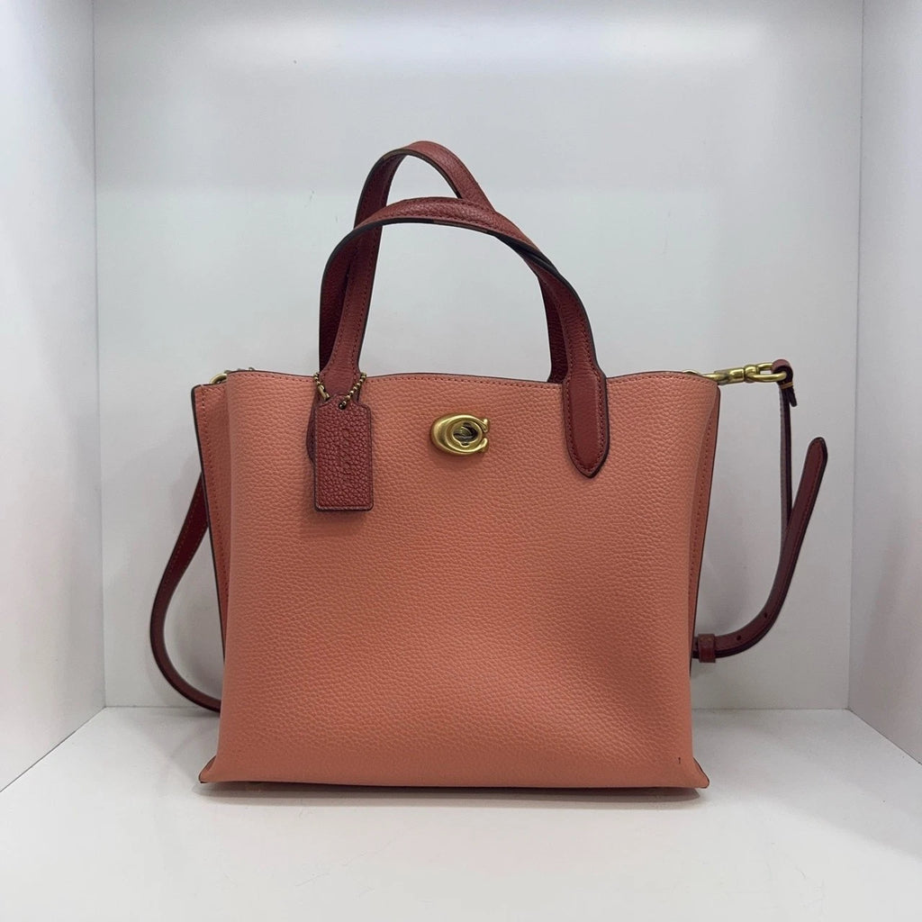 COACH Willow 24 Women's Leather Bucket Tote Crossbody Shoulder Handbag
