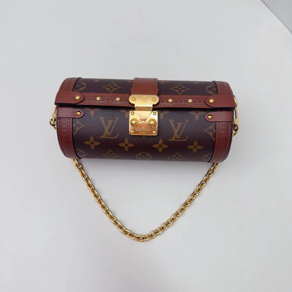 Louis Vuitton Papillon Trunk Chain Shoulder Crossbody Bag Brown Women