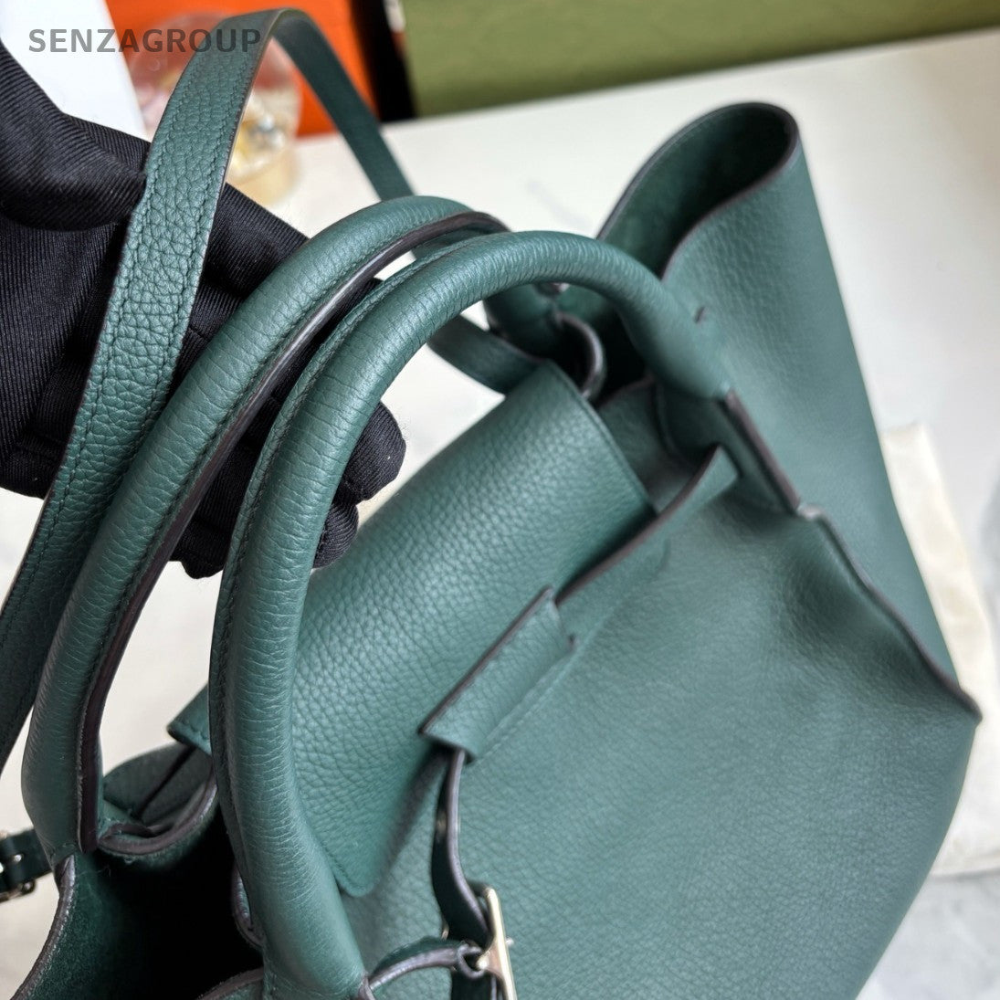 CELINE Bigbag Dark Green Calfskin tote Handbag 2WAY Shoulder bag Women