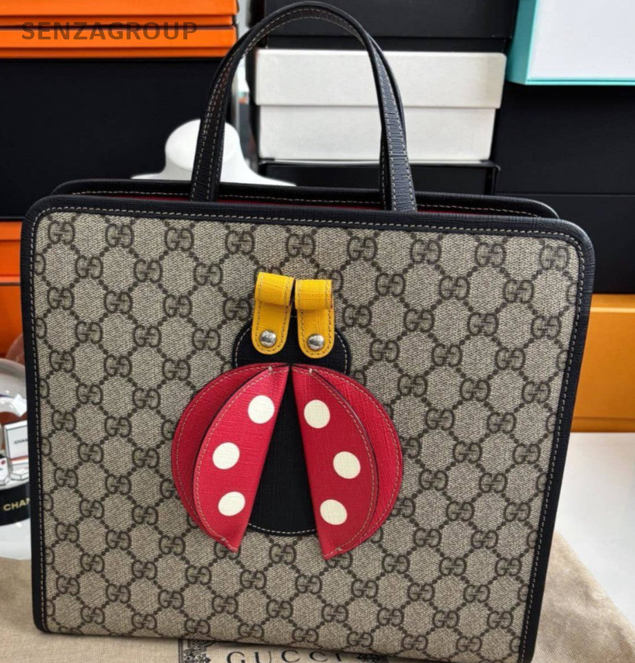 Gucci Tote GG Supreme Top Handle Shoulder Bag Brown Women