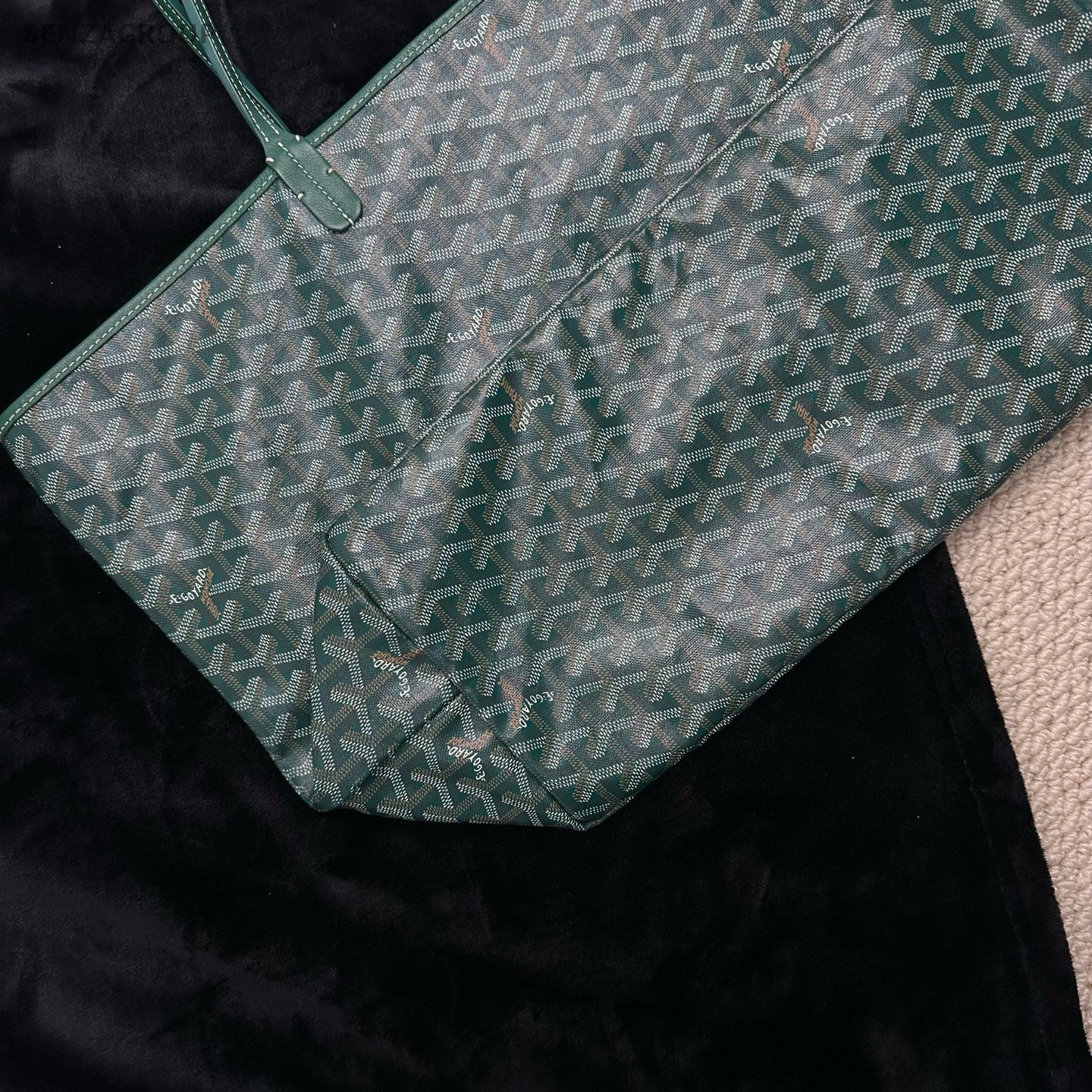 Goyard Saint Louis GM Canvas Monogram Tote Shoulder Bag With Pouch Women Green.