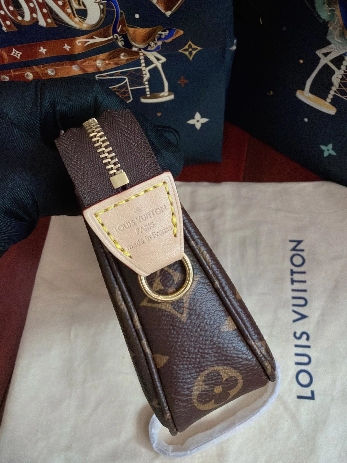 Louis Vuitton Monogram Canvas Shoulder Bag Brown Gold Hardware Women