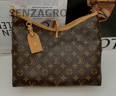 Louis Vuitton Carryall PM Monogram Shoulder Bag Gold Brown Women Classic