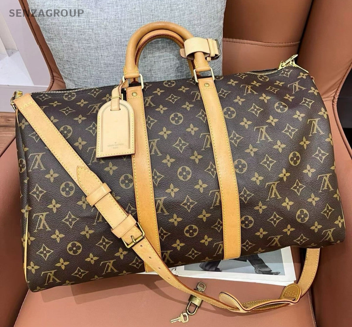 Louis Vuitton Keepall Monogram Top Handle Shoulder Bag Crossbody Unisex Adults