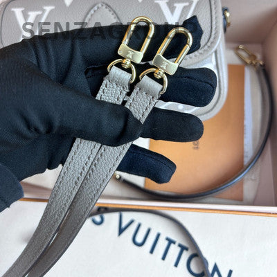 Louis Vuitton Mini Monogram Baguette Bag Grey Gold Crossbody Women