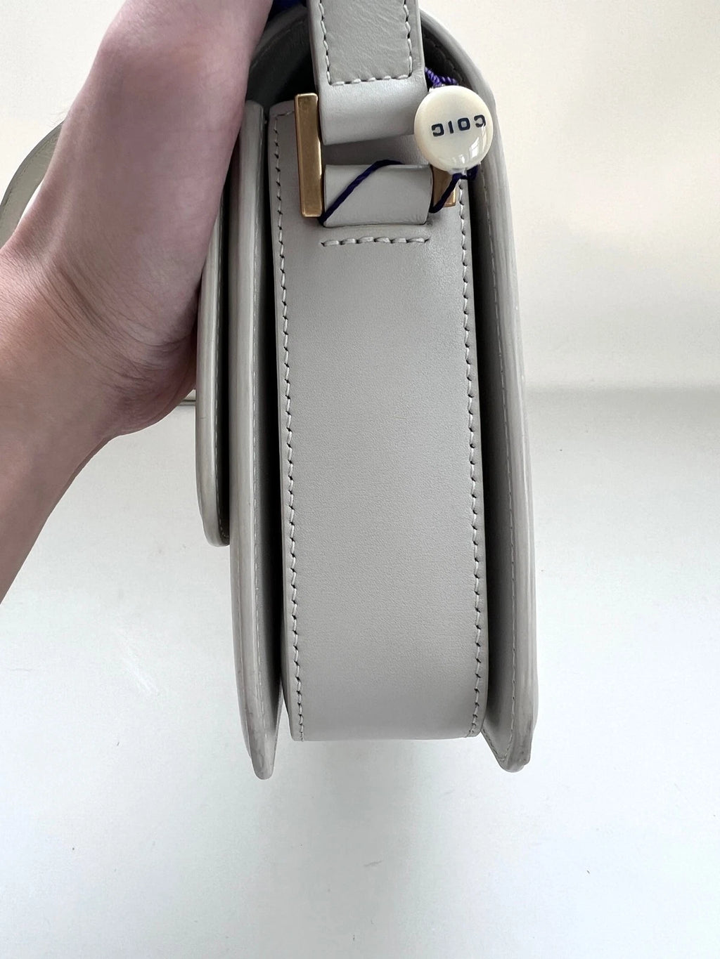 Saint Laurent White Gold Medium Leather Shoulder Bag For Women