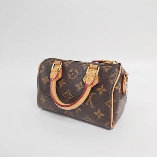 Louis Vuitton Speedy Nano Canvas Handbag Crossbody Bag Excellent