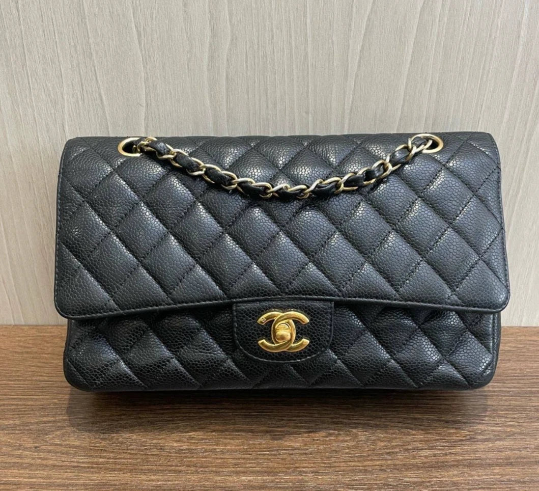 Chanel Classic Flap MM Turn Lock Shoulder Bag Crossbody Bag Women