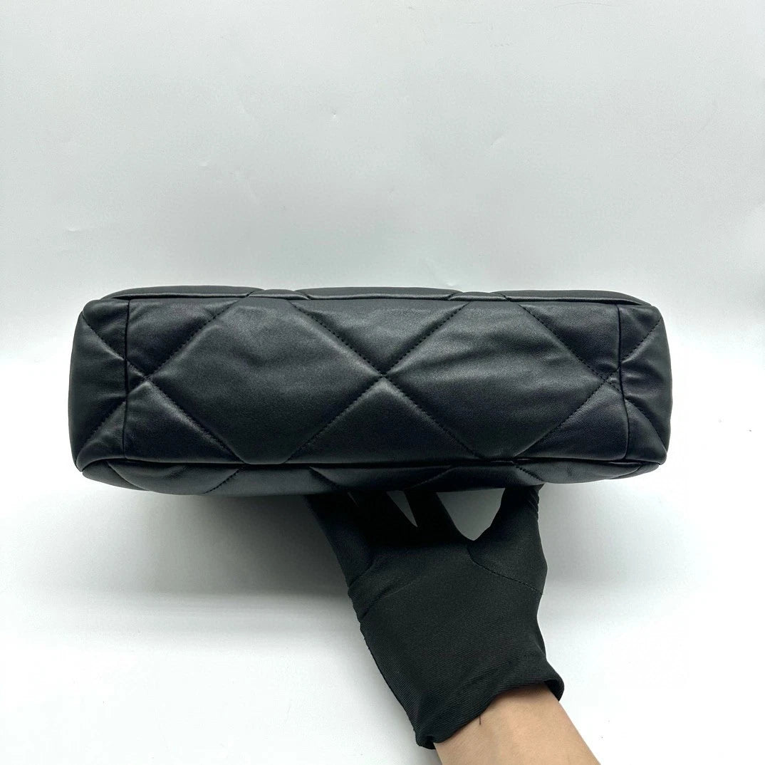 Chanel 19Bag Medium Black Lambskin Gold Shoulder Crossbody Bag For Women