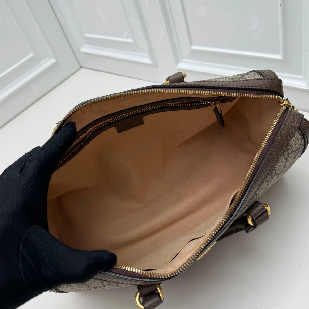 Gucci Ophidia Boston Bag GG Supreme Canvas Crossbody Bag Brown Women