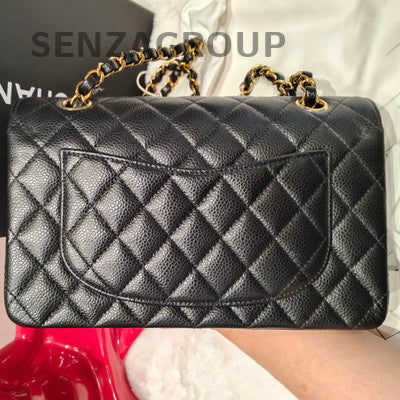 Chanel Classic Flap Black Gold Small Quilted Chain Shoulder Bag