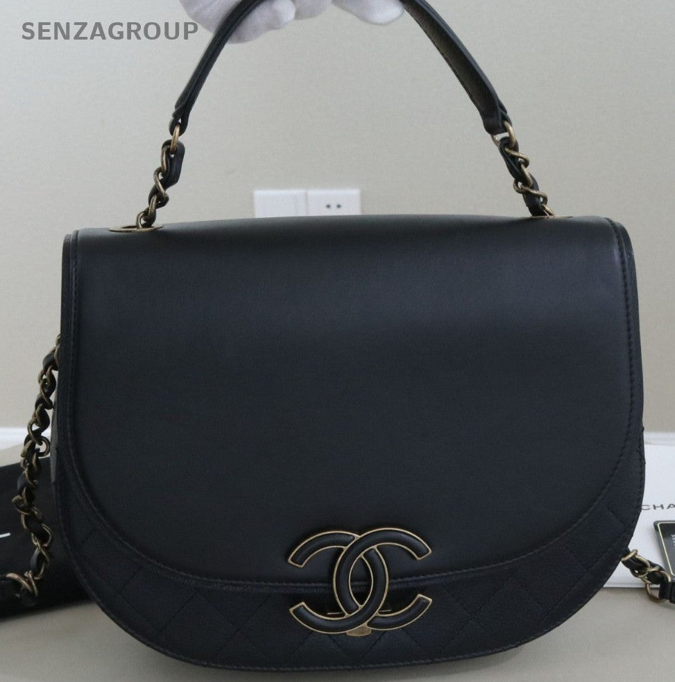 Chanel Cuba Series Saddle Bag Chain Shoulder Bag Black Gold Women Classic