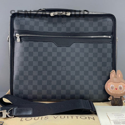 Louis Vuitton Damier Graphite Briefcase Messenger Bag Black Silver Men