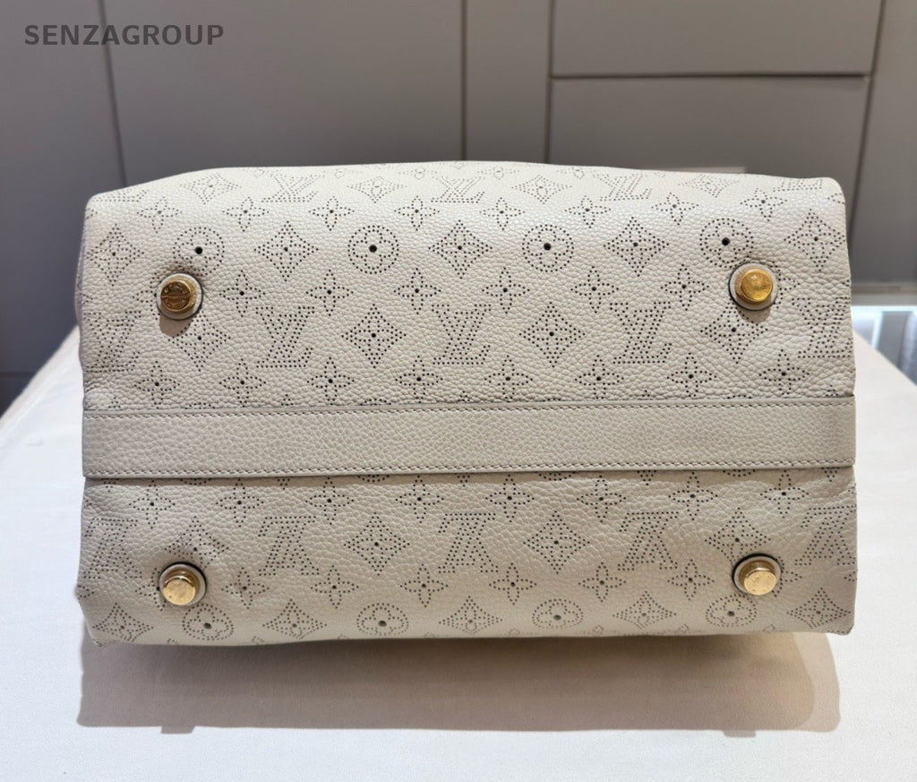 Louis Vuitton Mahina Monogram Top Handle Bag White Gold Women Classic