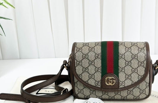 GUCCI Ophidia GG Supreme Canvas 2ways Shoulder Crossbody Bag Brown Women