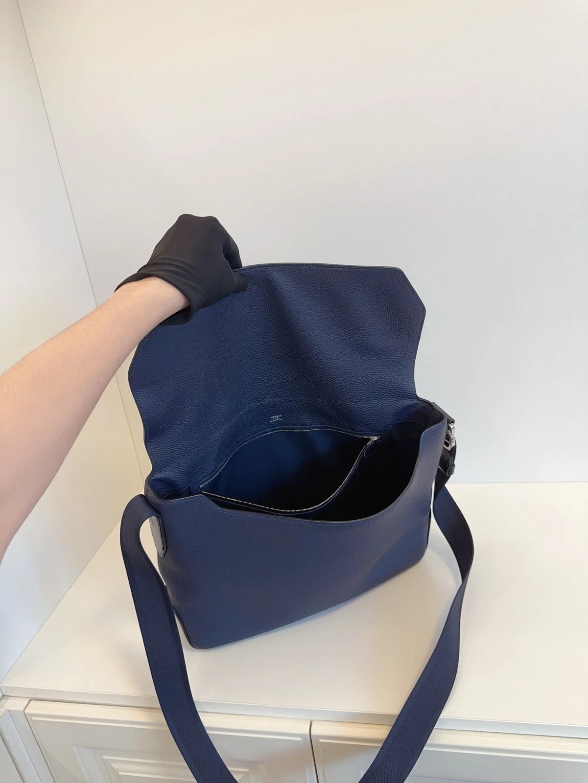 Hermès Citynews Messenger Bag Togo Leather Midnight Blue Classic